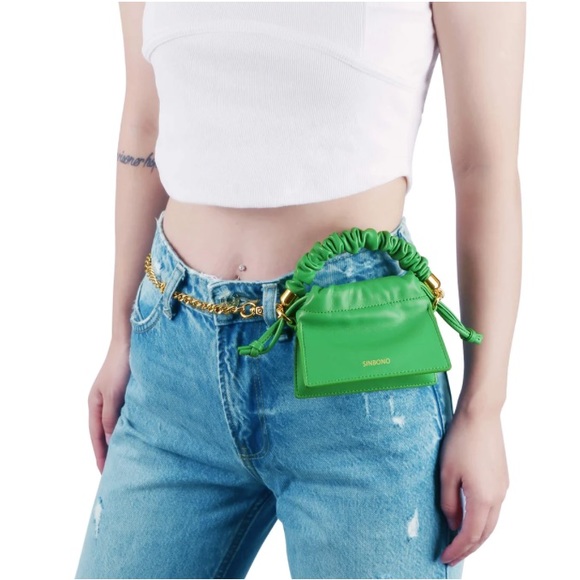 Sinbono Vegan Mini Drawstring Handbag - Grass Green - Picture 3 of 8
